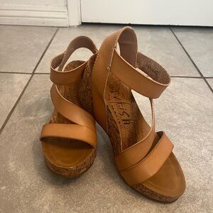 Blowfish Tan Wedge Sandals